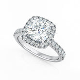 Cushion Cut Diamond Halo Engagement Ring